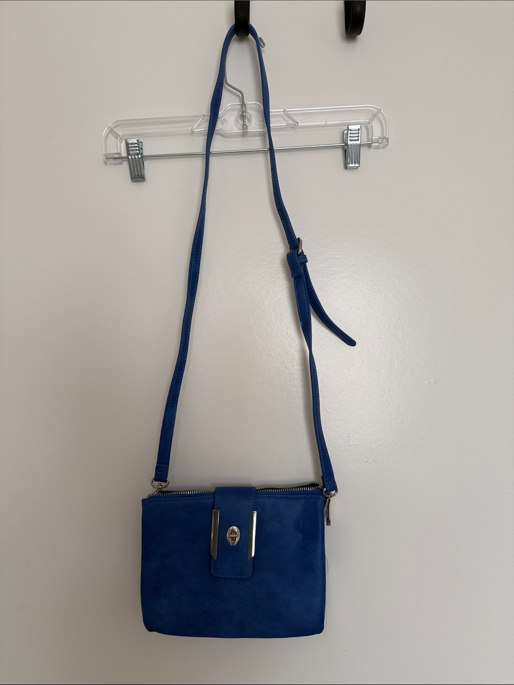 Blue Crossbody Bag with Adjustable Strap
